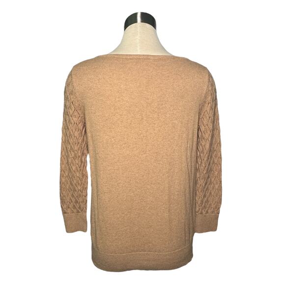 Ann Taylor LOFT Factory Tan Cotton Sweater Size Medium - Picture 2 of 4